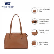 West Port Premium Tote Handbag for Women (WP-URBAN-GRACE-TAN)