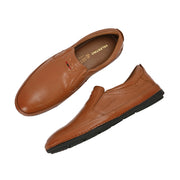 Men Premium Leather Slip-On Formal Shoes (Yoga-05-Tan)