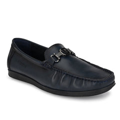 V-KREBS-11 MEN LEATHER BLUE CASUAL SLIP ON LOAFER