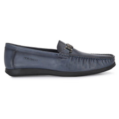 V-KREBS-11 MEN LEATHER BLUE CASUAL SLIP ON LOAFER