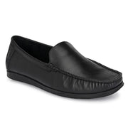 Men Premium Leather Black Slip On Loafer (V-Class-01-Black)