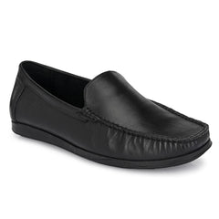 Men Premium Leather Black Slip On Loafer (V-Krebs-01)