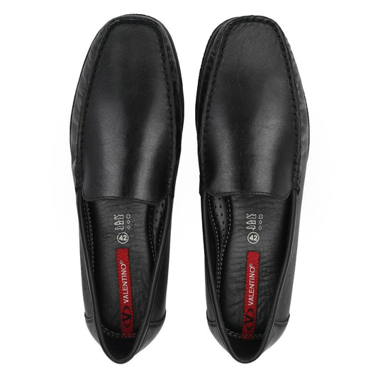 V-KREBS-01 MEN LEATHER BLACK CASUAL SLIP ON LOAFER