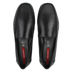 Men Premium Leather Black Slip On Loafer (V-Krebs-01)