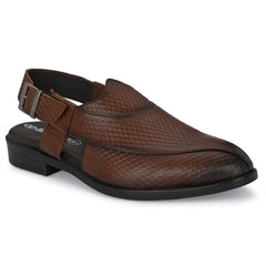 Men Premium Leather Brown Ethnic Sandal (Flight-31)