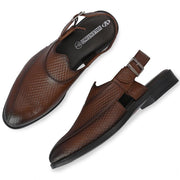 Men Premium Leather Brown Ethnic Sandal (Indigo-31-Brown)