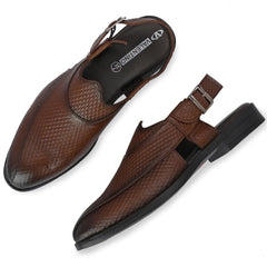 Men Premium Leather Brown Ethnic Sandal (Flight-31)