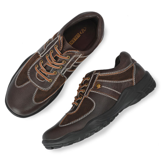 Men Premium Leather Brown Casual Derby Shoes (NonTop-50)