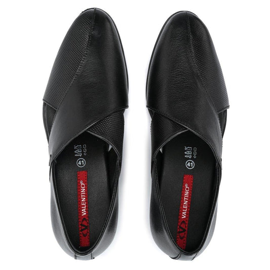 Men Premium Leather Black Slip On Ethnic Shoe (Flight-21)