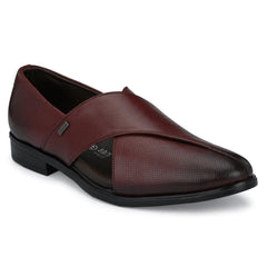 Men Premium Leather Bordo Slip On Ethnic Shoe (Flight-21)