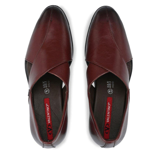 Men Premium Leather Bordo Slip On Ethnic Shoe (Flight-21)