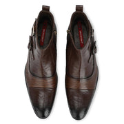Men Premium Leather Brown Side Zipper Boots (Pride-77-Brown)